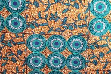 TURQUOISE CIRCLE JUNGLE Waxprint Stoff